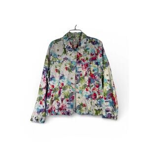 Appleseed's Jacket - Womens XL -Floral Tapestry Embroidered Lightweight Stretch